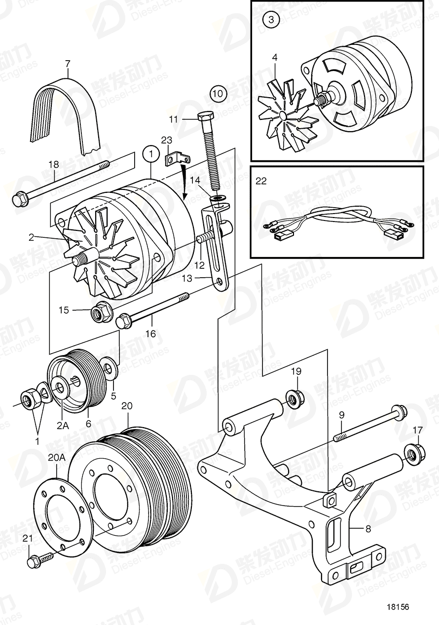 VOLVO Alternator 3173821 Drawing